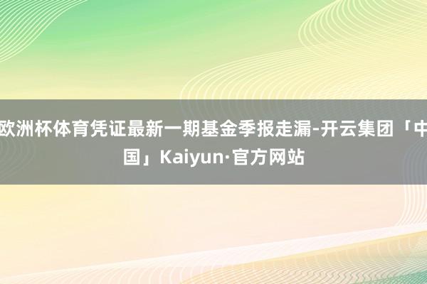 欧洲杯体育凭证最新一期基金季报走漏-开云集团「中国」Kaiyun·官方网站