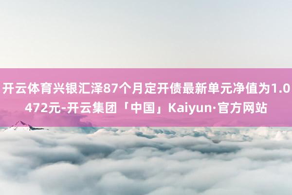 开云体育兴银汇泽87个月定开债最新单元净值为1.0472元-开云集团「中国」Kaiyun·官方网站