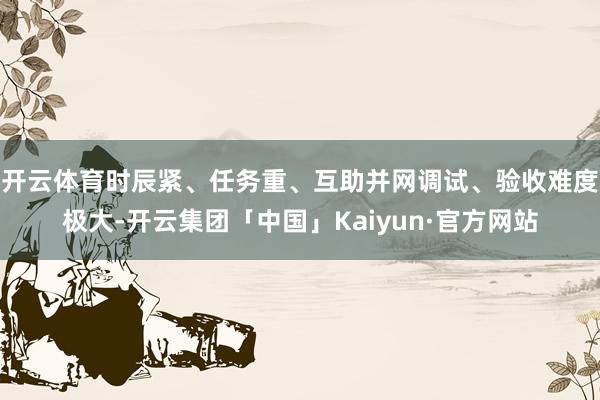 开云体育时辰紧、任务重、互助并网调试、验收难度极大-开云集团「中国」Kaiyun·官方网站